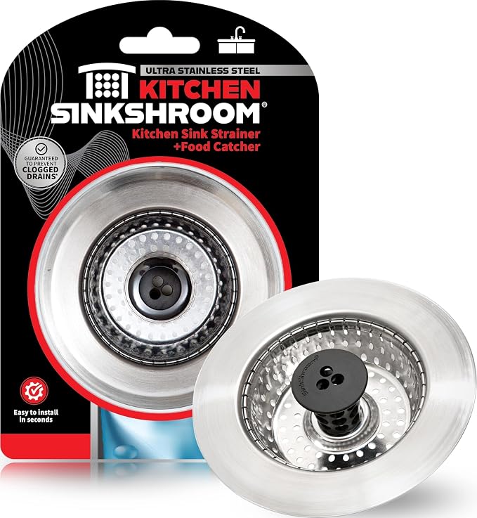 Kitchen SinkShroom Revolutionary Clog-Free Stainless Steel Sink Strainer by TubShroom
