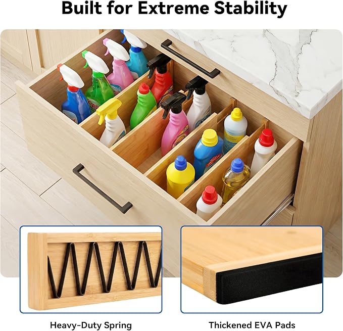 4 Pack 8" Deep Bamboo Drawer Dividers, 17-22" Expandable Kitchen Organizers | - Image 4
