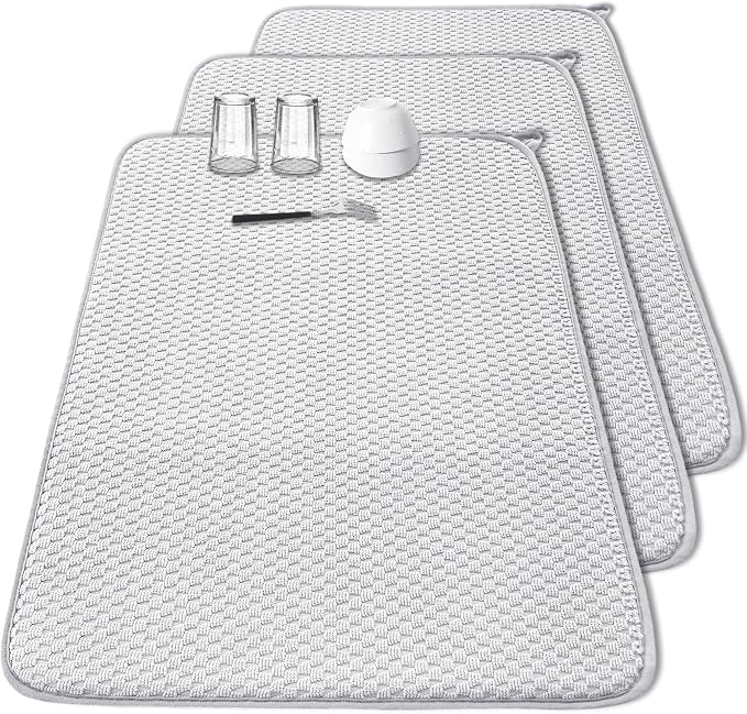 3 Pcs Extra Large Size Dish Drying Mat, Absorbent Microfiber Dishes Drainer Mats by Meirrnyyu