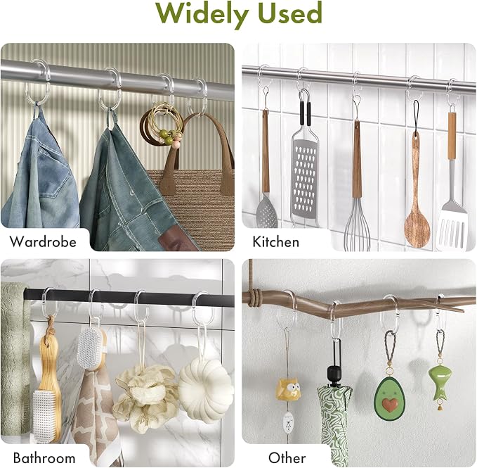 Amazer Shower Curtain Rings, Rust Proof Shower Rings C Shaped Shower Hooks - Image 6