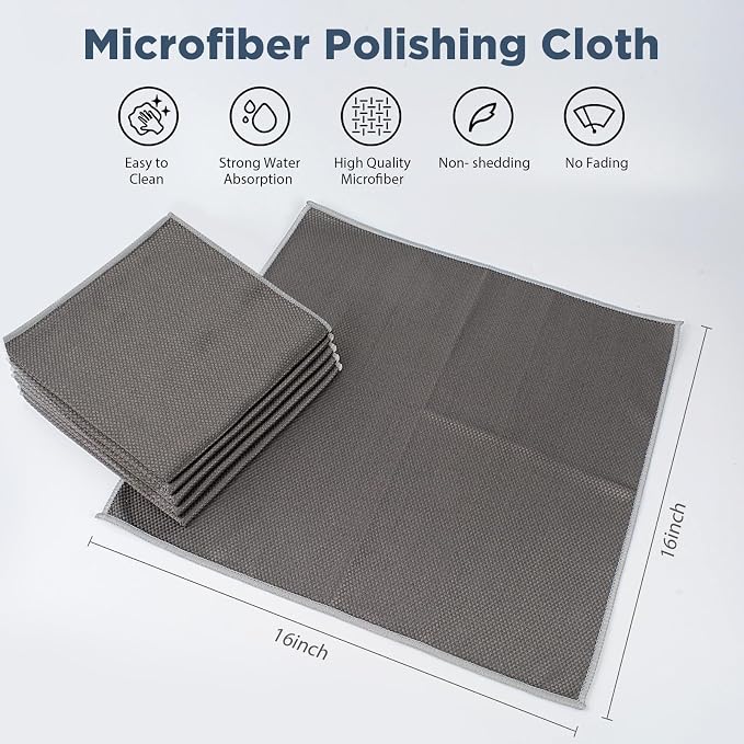 SINLAND Microfiber Glass Cleaning Cloth Streak Free Magic Towels Grey - Image 2