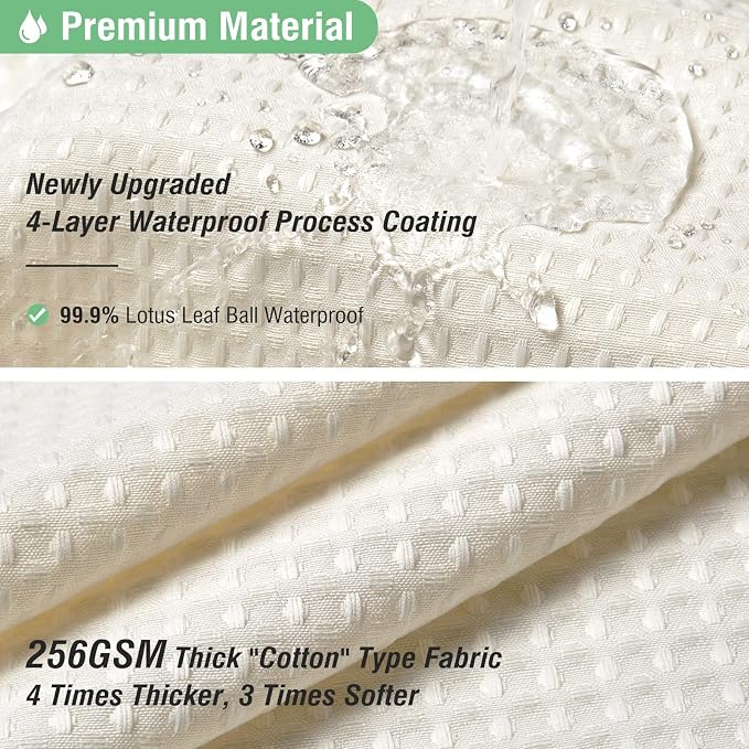 Dynamene Extra Long Waffle Shower Curtain 256 GSM Fabric 72x90 Cream/Ivory - Image 4