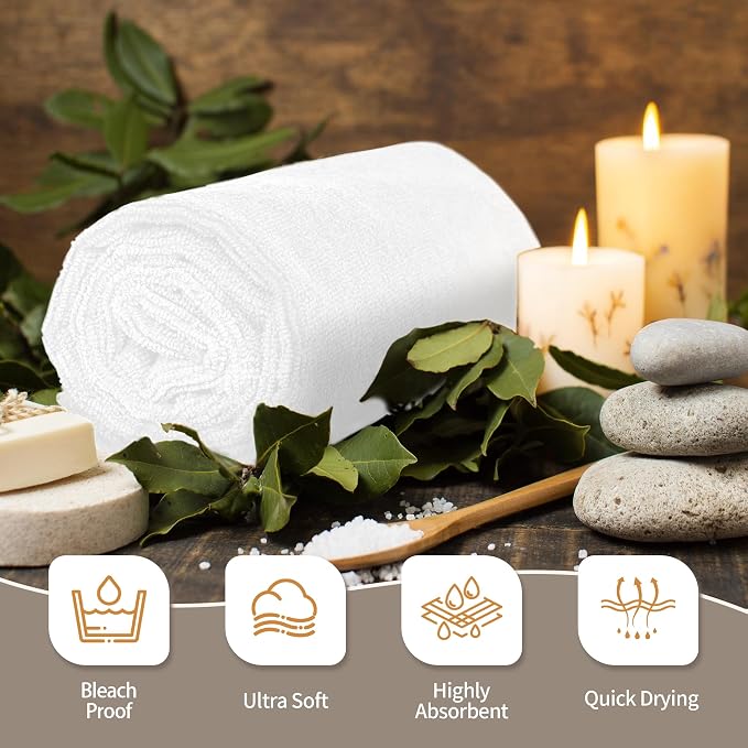 Salon Towels 12 Pack, Quick Dry Gym Towels, Spa Face Towel, Absorbent - Image 5