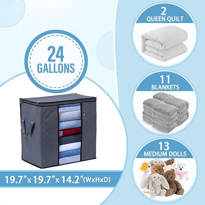 VENO 3 Pack X-Large Clothes Storage Bag w/ Reinforced Handle 24 Gallon | Thick - Image 5