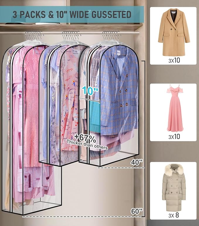MISSLO 10" Gusseted All Clear Garment Bags - Image 2