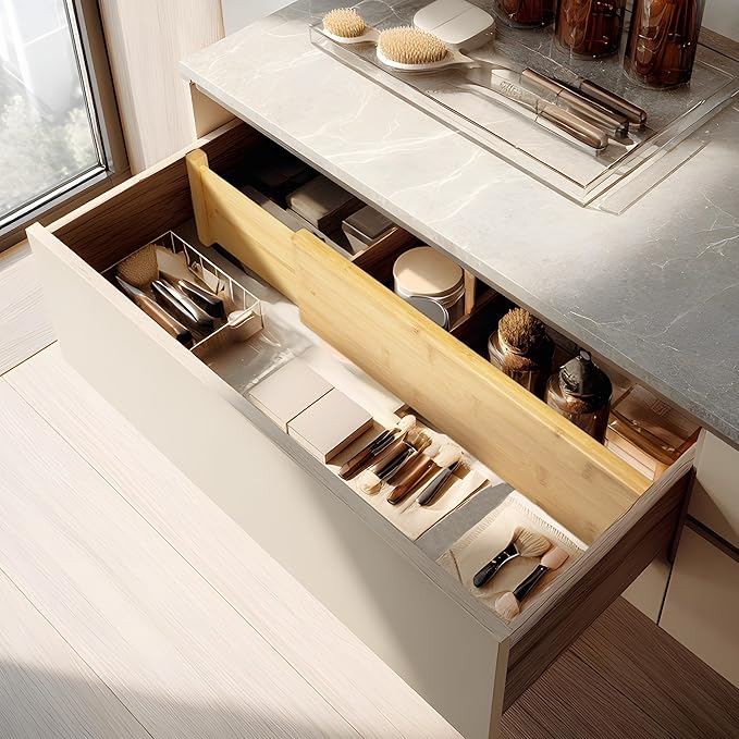 VaeFae 6 Pack Bamboo Drawer Dividers, Expandable Separators - Image 5