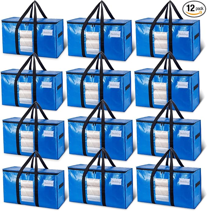TAILI 12 Pack Blue Extra Large Moving Bags, Storage Bags by TAILI