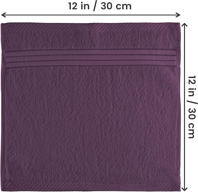 Utopia Towels 12 Pack Premium Wash Cloths, 12x12 in, 100% Cotton, Plum | Highly - Image 2