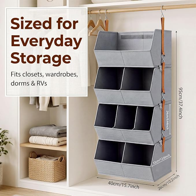 4 Tier Collapsible Hanging Closet Organizer - Image 2