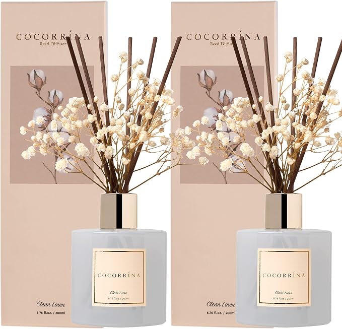 Reed Diffuser Set, 6.7 fl.oz Clean Linen 2 Packs Scented Diffuser - Image 3