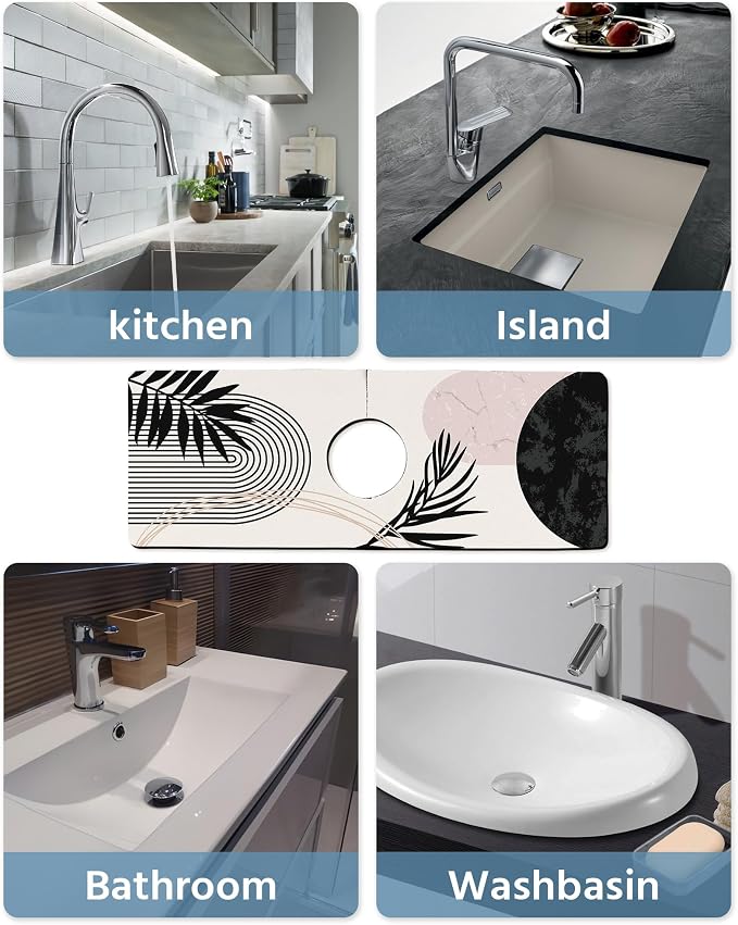 Patterned Sink Faucet Mat Kitchen Splash Guard Super Absorbent Drying Mat - Image 6