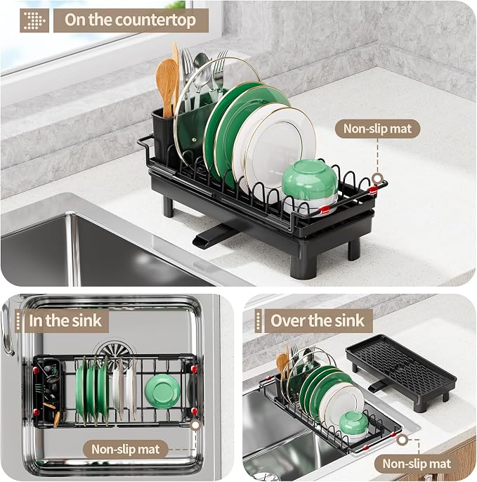 Expandable Over Sink Dish Rack, Small Dish Drying Rack - Image 2