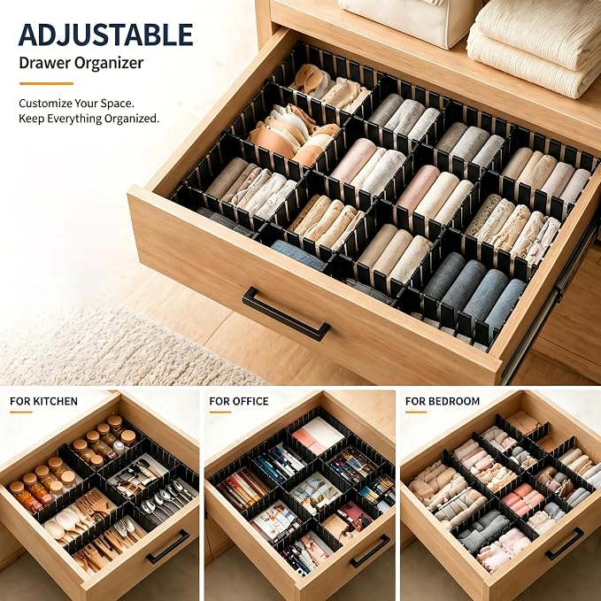 Adjustable Drawer Dividers, Cut-to-Fit DIY Organizers, 8 Pack | - Image 7