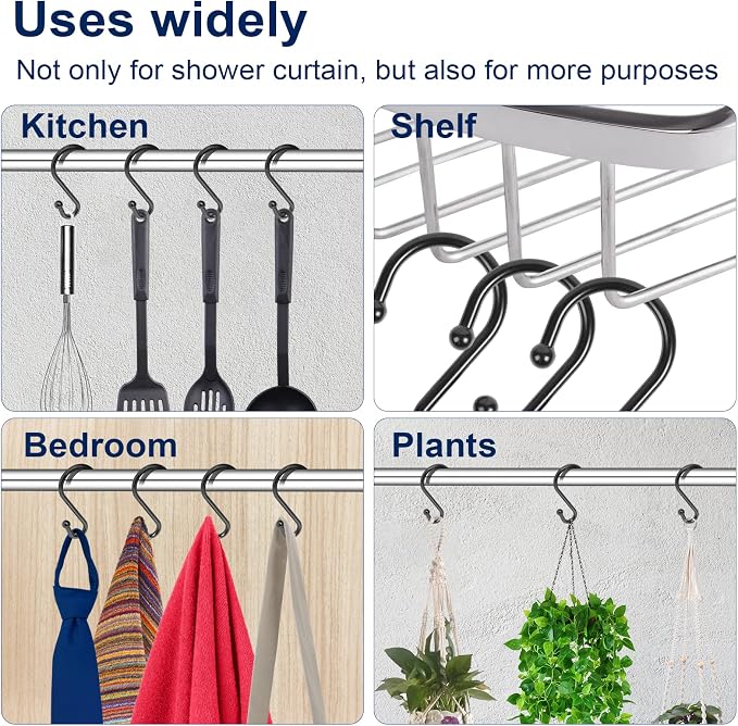 Metal Shower Curtain Hooks, Rust Proof Shower Curtain Hooks Rings, Durable S - Image 6