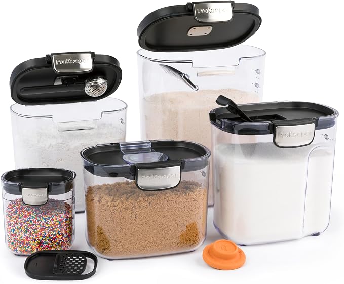 ProKeeper+ Airtight Food Storage Container Set – Clear Plastic Flour and Sugar - Image 3