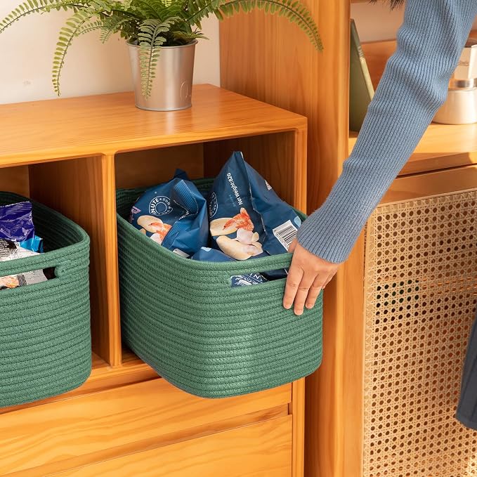 OIAHOMY 4 Pack Storage Baskets for Organizing 15L Cube Storage Bins Green - Image 4