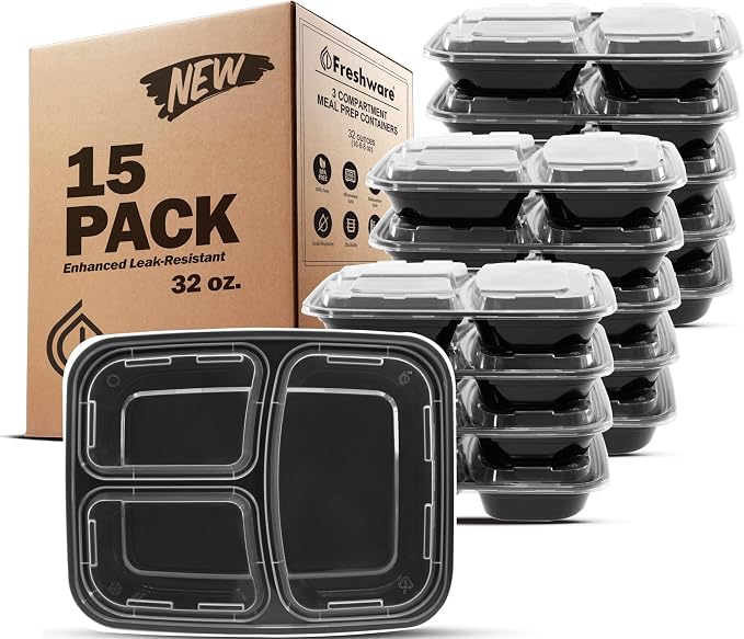Freshware Meal Prep Containers 3 Compartment by Freshware