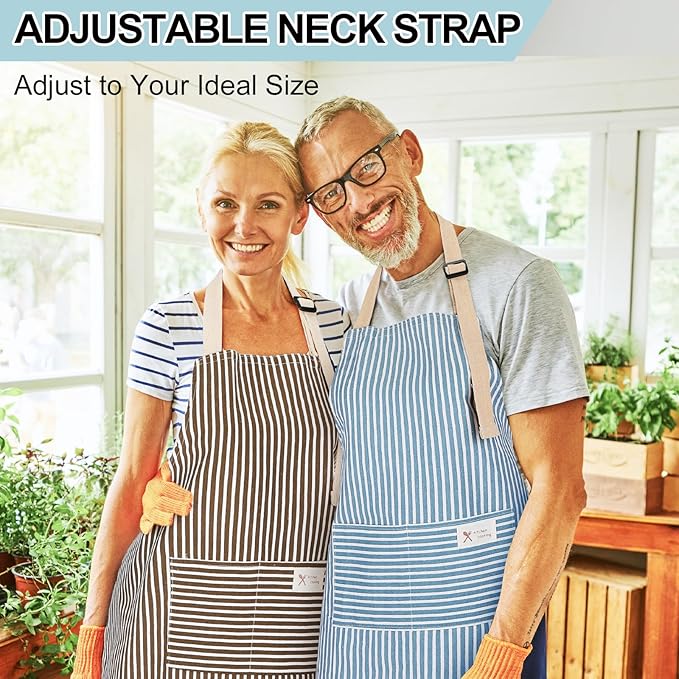 Janmercy 24 Pcs Aprons for Women Men with 2 Pockets Linen Cooking Kitchen Apron Adjustable Bib Chef Apron Bulk Aprons Unisex