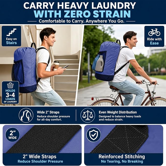 Backpack Laundry Bag, Durable polyster Laundry Backpack Bag - Image 7