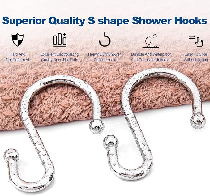 TOPROD S Shaped Shower Curtain Hooks Rings Shower Curtain Hangers S Hooks - Image 5