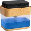 S&T INC. Dish Soap Dispenser and Sponge Holder, Plastic Bamboo | Patented Design by STINC