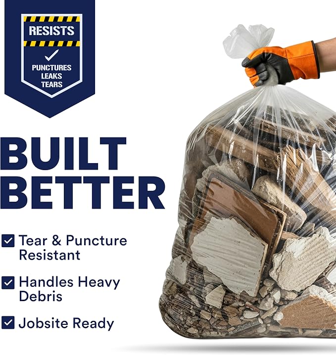 Plasticplace Contractor Trash Bags 55-60 Gallon, Heavy Duty Garbage Bags - Image 4