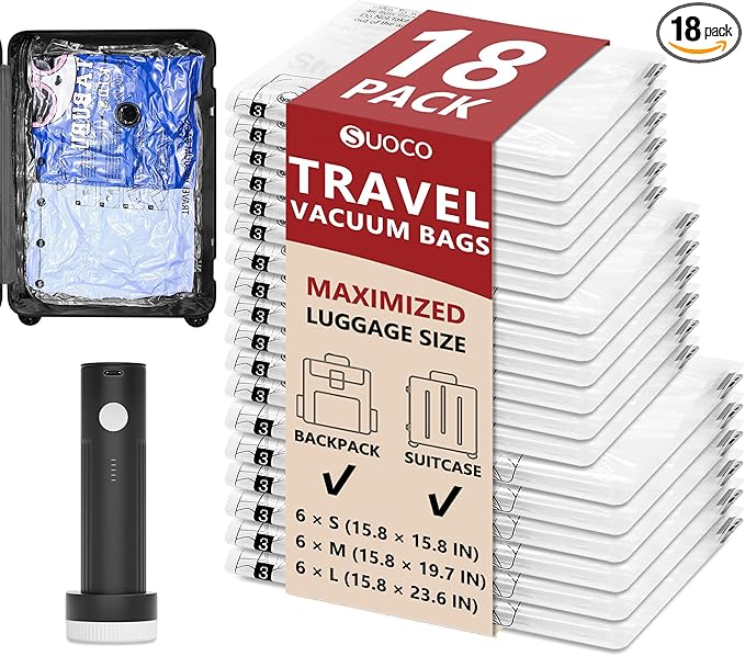 Travel Vacuum Bags for Clothing by SUOCO