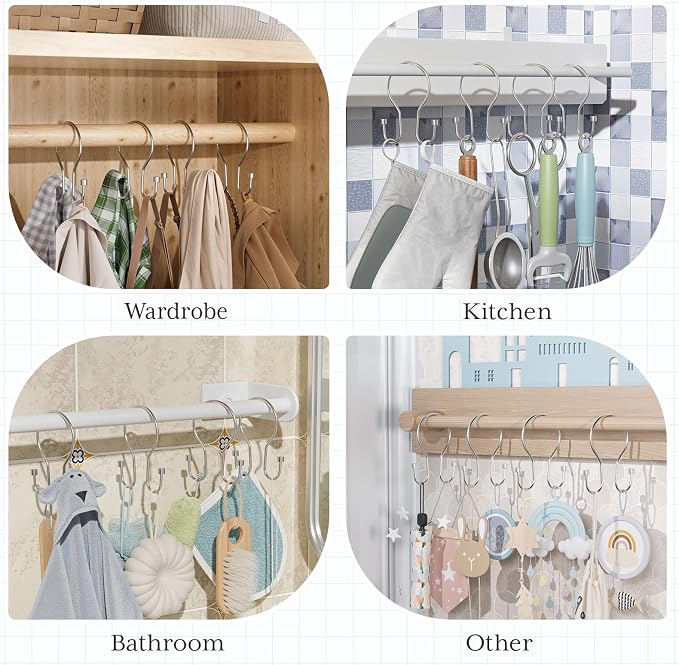Bathway Shower Curtain Hooks Chrome Shower Curtain Rings - Image 6