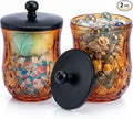 2 Pack 10Oz Amber Q-Tip Holder, Round Thick Glass by ZIVQEXMURL