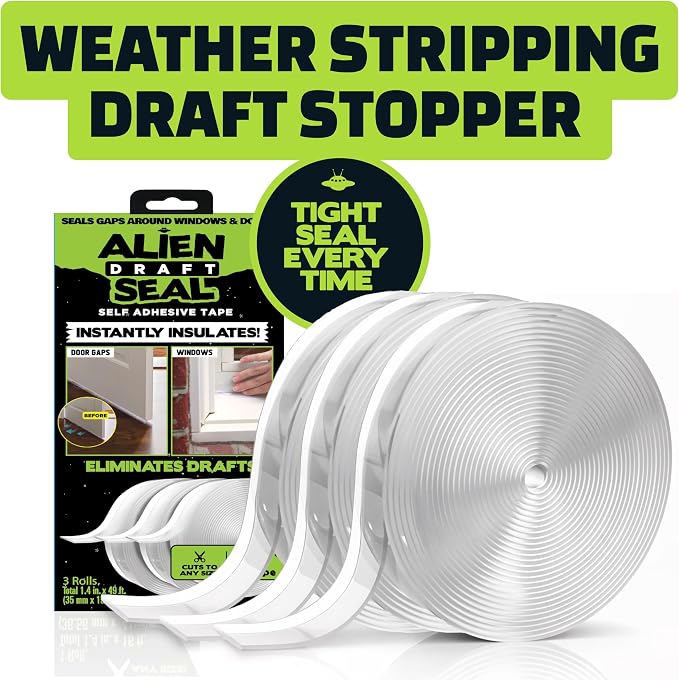 Alien Draft Seal Set of 49 Feet Anti-Draft Adhesive and Flexible Flap to Seal - Image 8