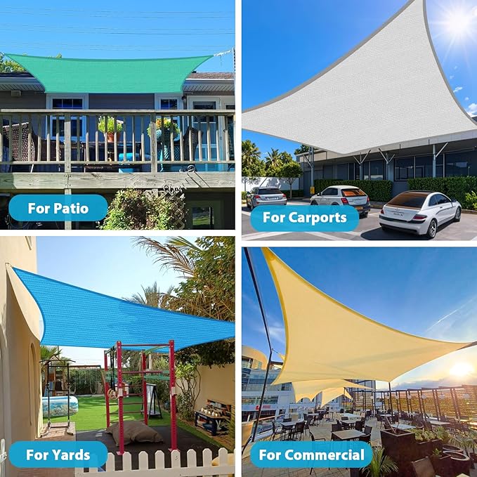 Amagenix Sun Shade Sail 14X26 Curved Edge Outdoor Shade Canopy Dark Green Breathable 95% UV Block Shade Cloth for Patio Garden Backyard (We Make Custom Size)