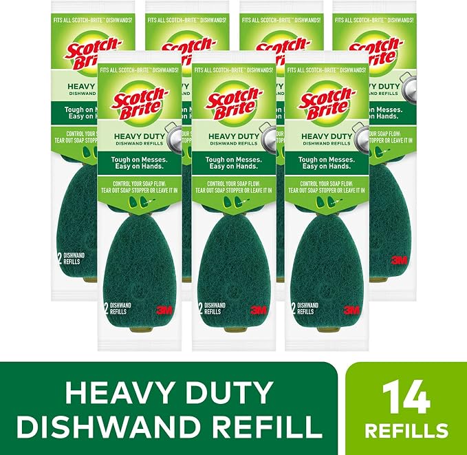 Scotch-Brite Heavy Duty Dishwand Refill, 2 Pack | 2 Dish W& Sponge Refills - Image 2