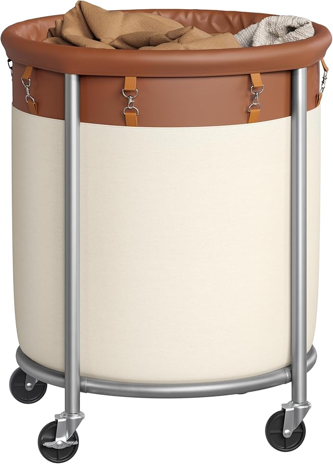 SONGMICS Laundry Basket with Wheels, 190 L, Steel Frame, Removable Bag by Unknown