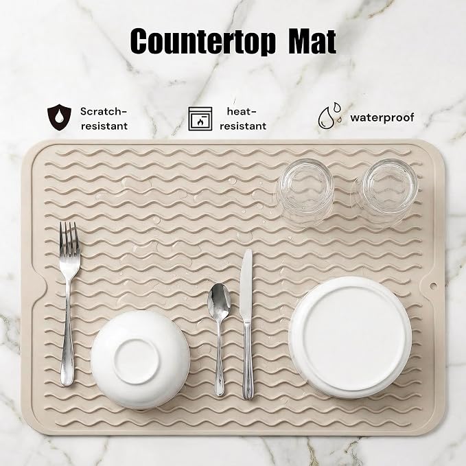 MicoYang Silicone Dish Drying Mat — Quick-Dry Ridges Counter & Sink Pad - Image 4