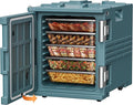 Blue 82QT Non-Electric Hot Box Food Warmer with Wheels, 304 Stainless Steel Latch, Insulated Food Carrier for 5 Full-Size Pans(NOT Included), Food Warmer Box Hot Boxes for Catering