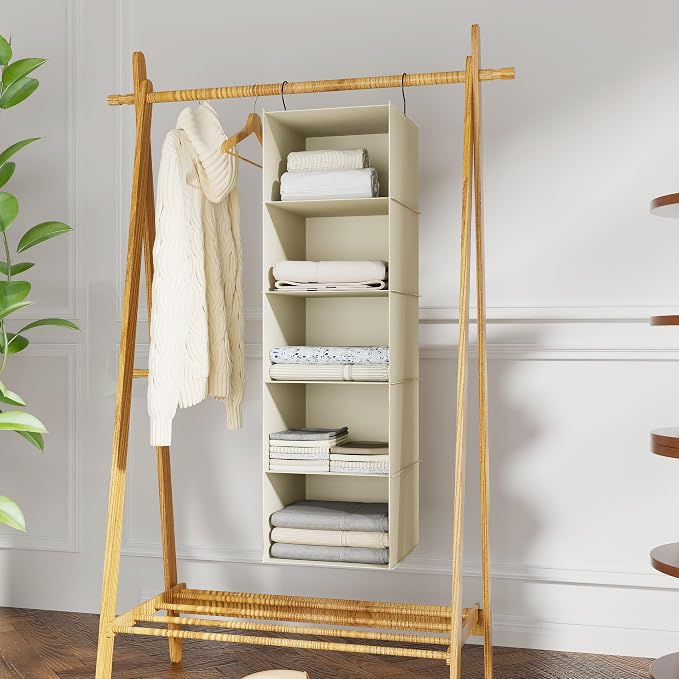Hanging Closet Organizer 5-Shelf, Oxford Fabric Wardrobe Storage, shoes & - Image 2