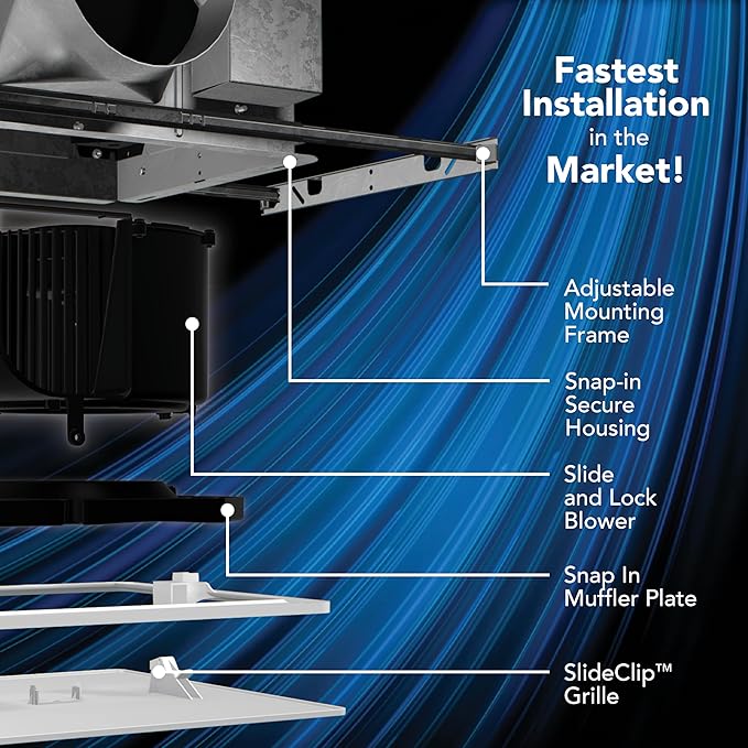 EVOLVE Premium Bathroom Exhaust Fan w/Light and Continuous Run, 50-80-110 Selectable CFM