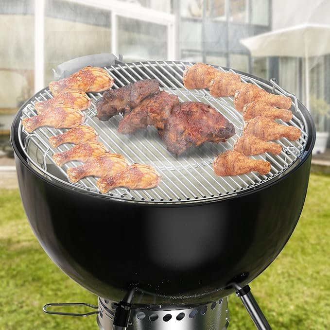 Charkettle Charcoal Firebox Kit, Ceramic Basket with Heat Deflector Compatible with Weber 22-inch Kettle Charcoal Grills