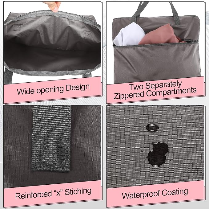 Oudain 2 Pcs Travel Laundry Bags Waterproof Dirty Clothes Bag - Image 3