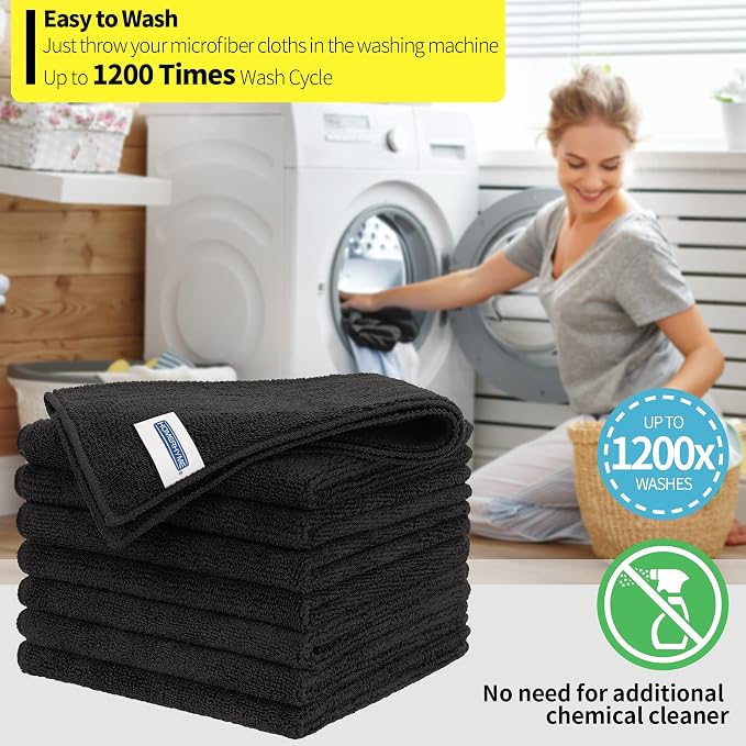 Microfiber Cleaning Cloth, Premium 8 Pack Cleaning Towels, Lint-Free & - Image 7