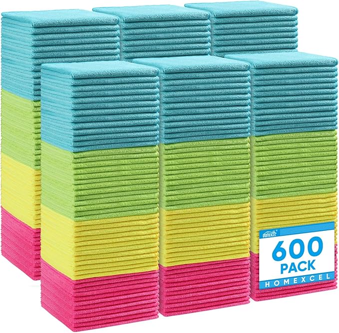 HOMEXCEL Microfiber Cleaning Cloth 600 Pack, Microfiber Towel by HOMEXCEL