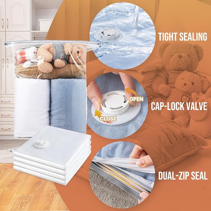 TAILI 12 Pack Vacuum Storage Bags, Jumbo Size, Cream | Vacuum Seal Bags - Image 5