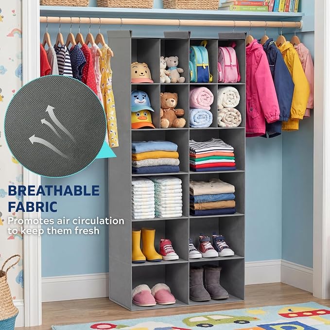 6 Tier Hanging Closet Organizer, 16 Compartments Dual Row Storage, 3 Sturdy - Image 7