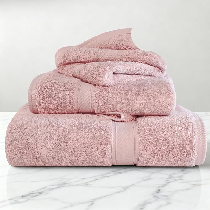 SUPERIOR Egyptian Cotton Ultra Plush & Absorbent, 3 Piece Set, Tea Rose | Quick - Image 2