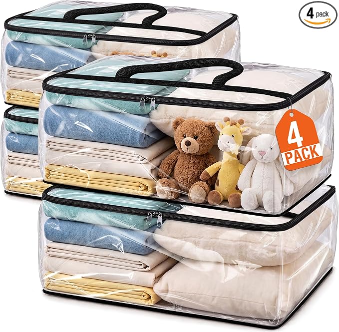 SpaceTrove Clear Storage Bags, foldable waterproof moving bags store comforters by Unknown