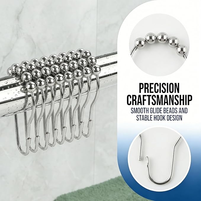 Shower Curtain Hooks Rings, Rustproof Metal Shower Curtain Rings - Image 5