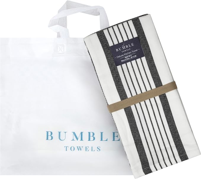Premium Kitchen Towels 6 Pack 100% Cotton 20"x28" Dish Towels Black Striped - Image 5