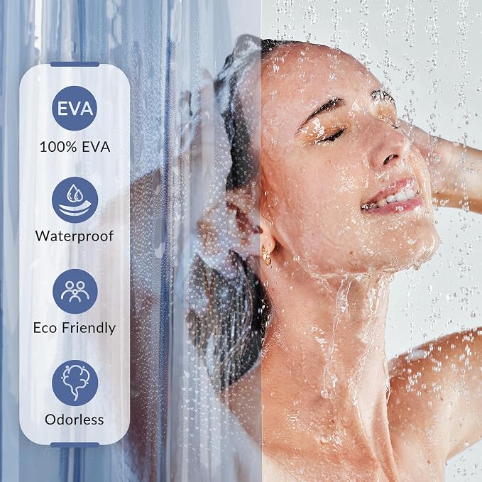 AmazerBath Premium EVA Shower Curtain Clear Blue, Luxury Shower Curtain Blue - Image 5