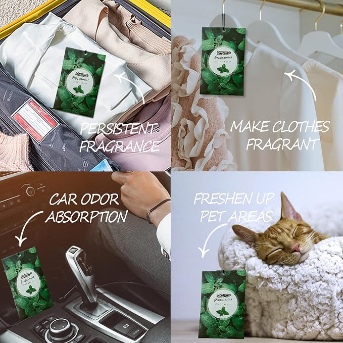 MYARO 12 Pack Peppermint Scented Sachets, Closet Deodorizer Car Freshener - Image 6