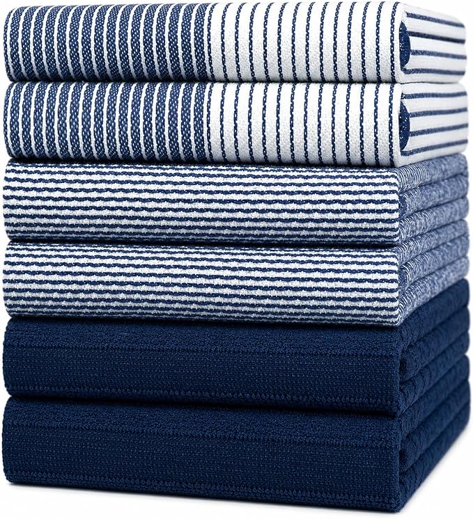 Premium Kitchen Towels 6 Pack 100% Cotton by BumbleTowels